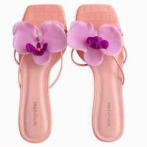 PrettyLittleThing Peach and Purple Orchid Sandals